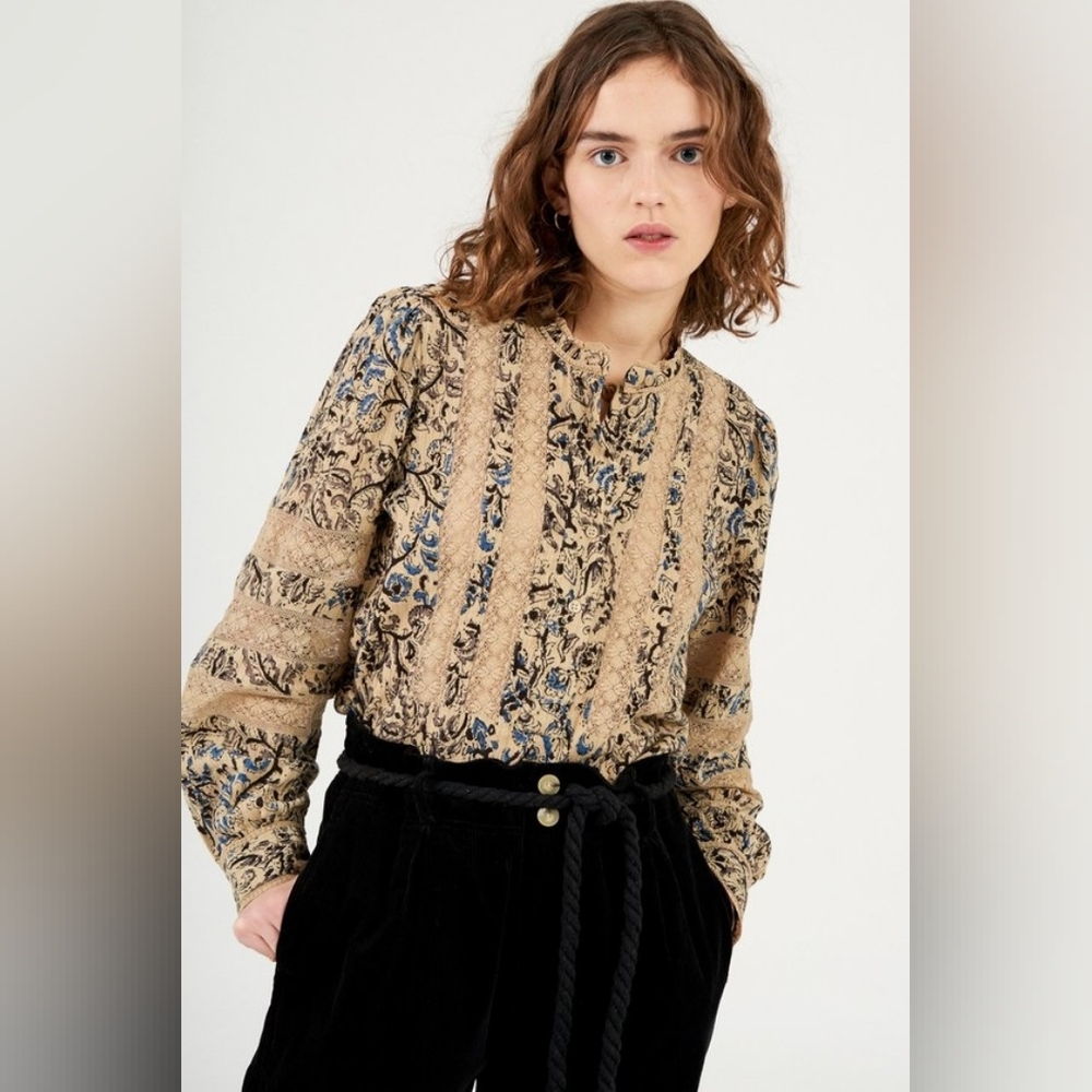 Antik Batik Mary Lace Blouse Bohemian Medium/40 Princess Sleeve Made In India